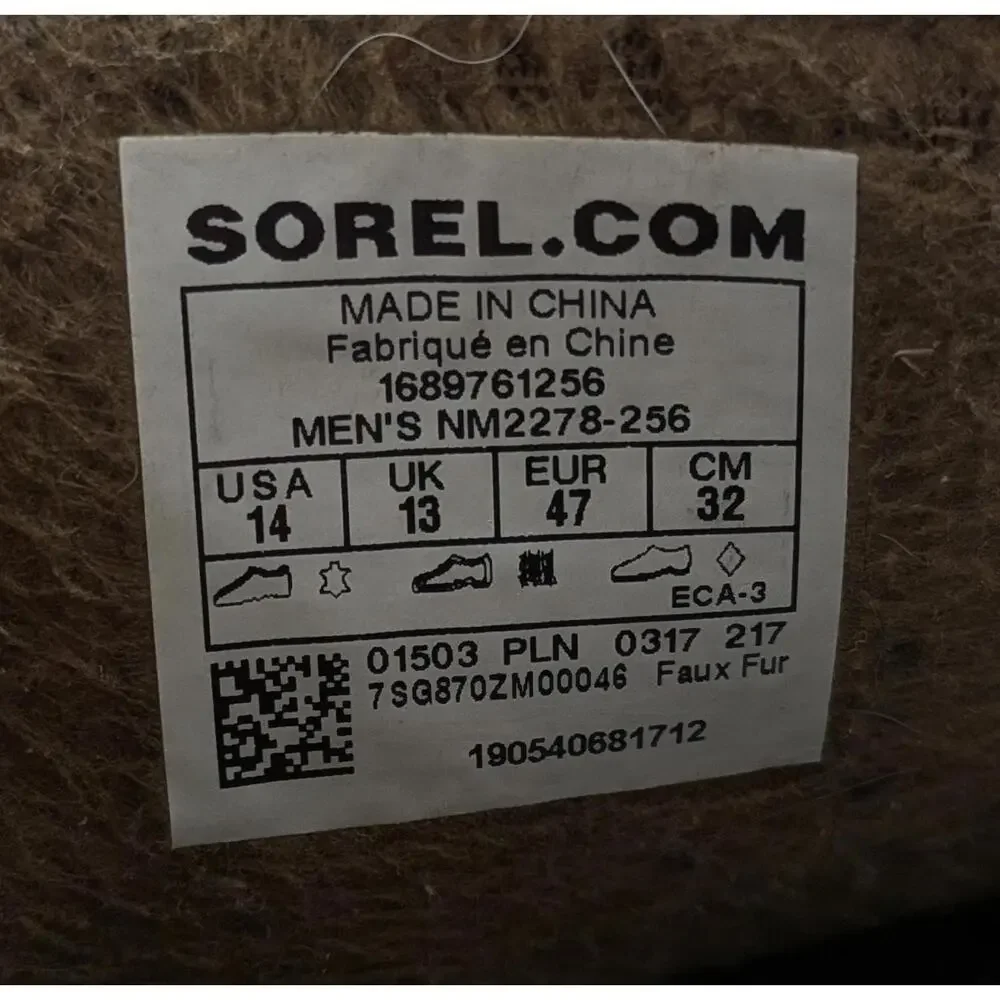 Mens Sorel Maddox Moc Slippers Brown Suede‎ Faux Fur Lined Comfort Shoes Size 14
